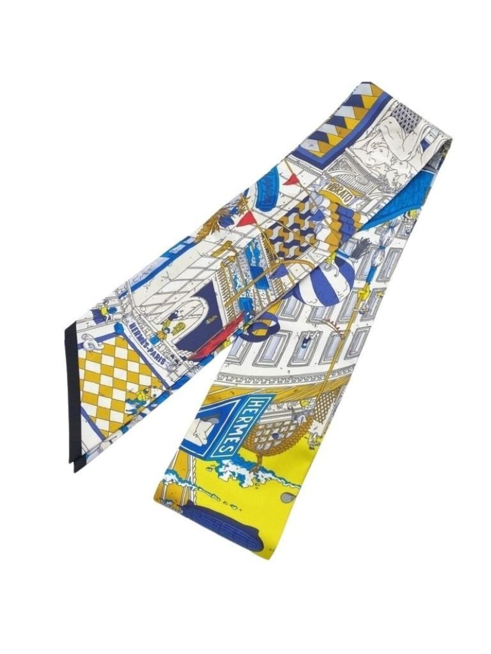 Hermes Ribbon Scarf Maxi Twilly Multicolor Silk le Grand Prix du Faubourg